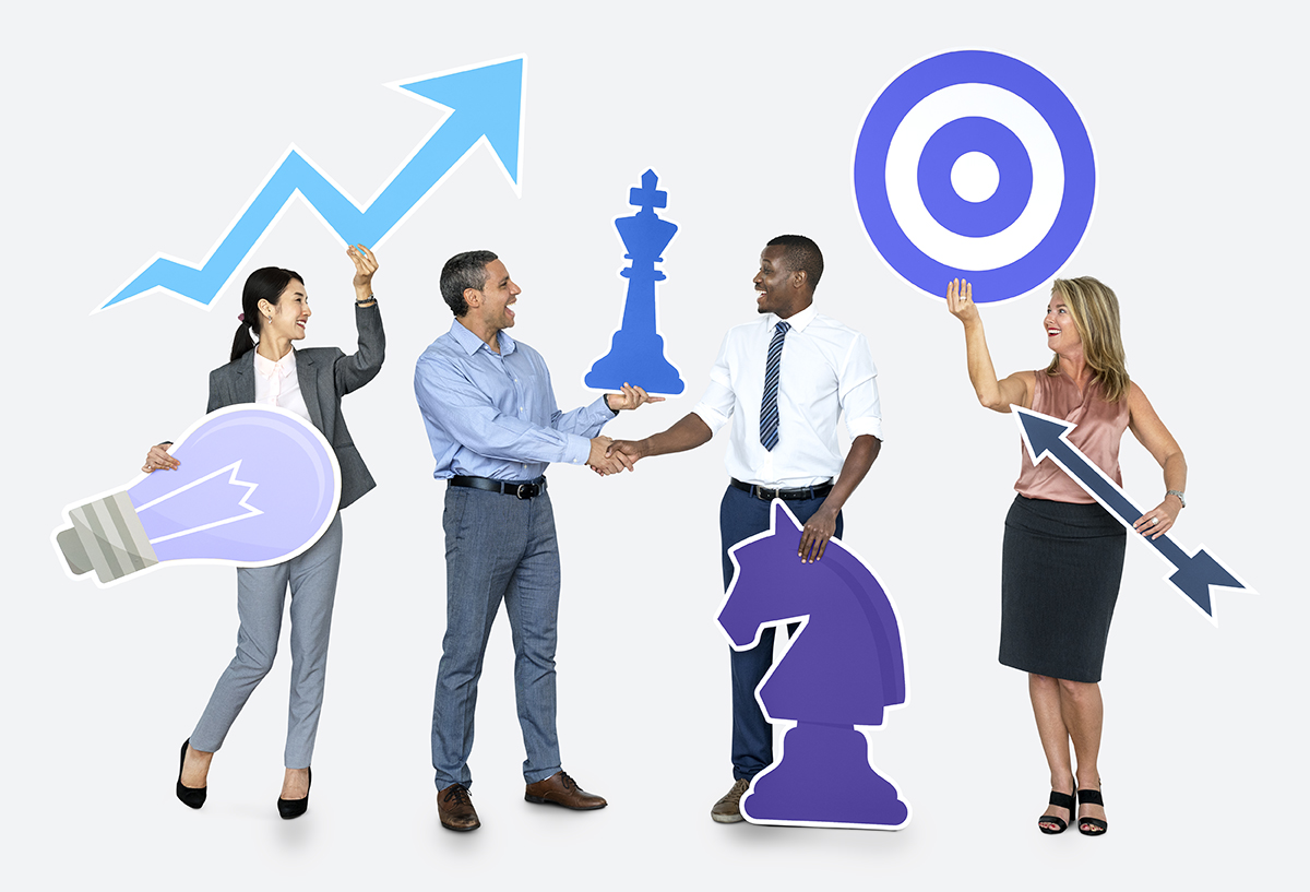 Successful business people with strategic plans